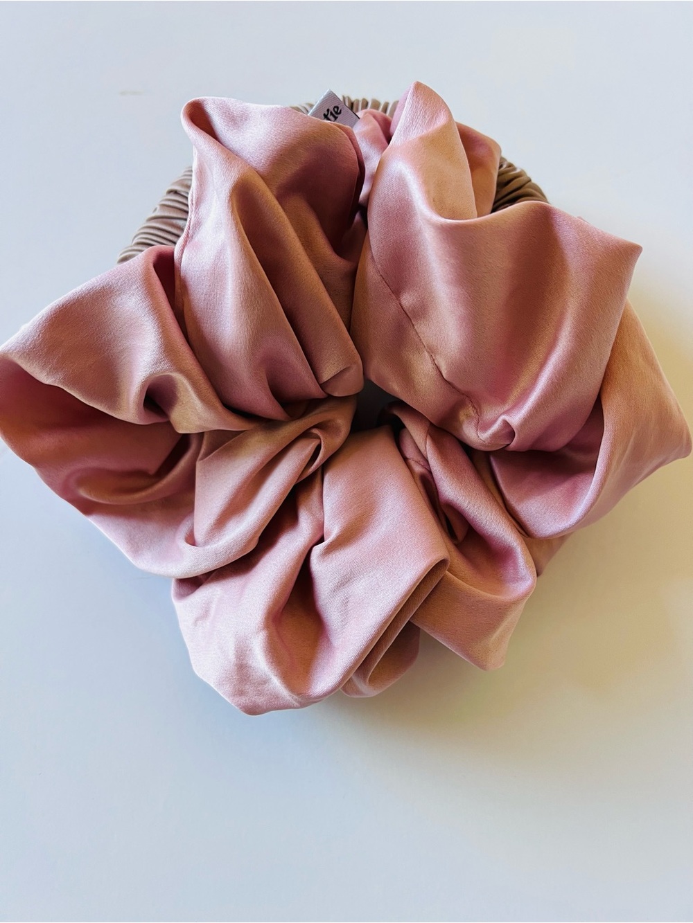 Sleepytie Satin Scrunchie Set in Blush Pink and Champagne - Picture 4 of 5